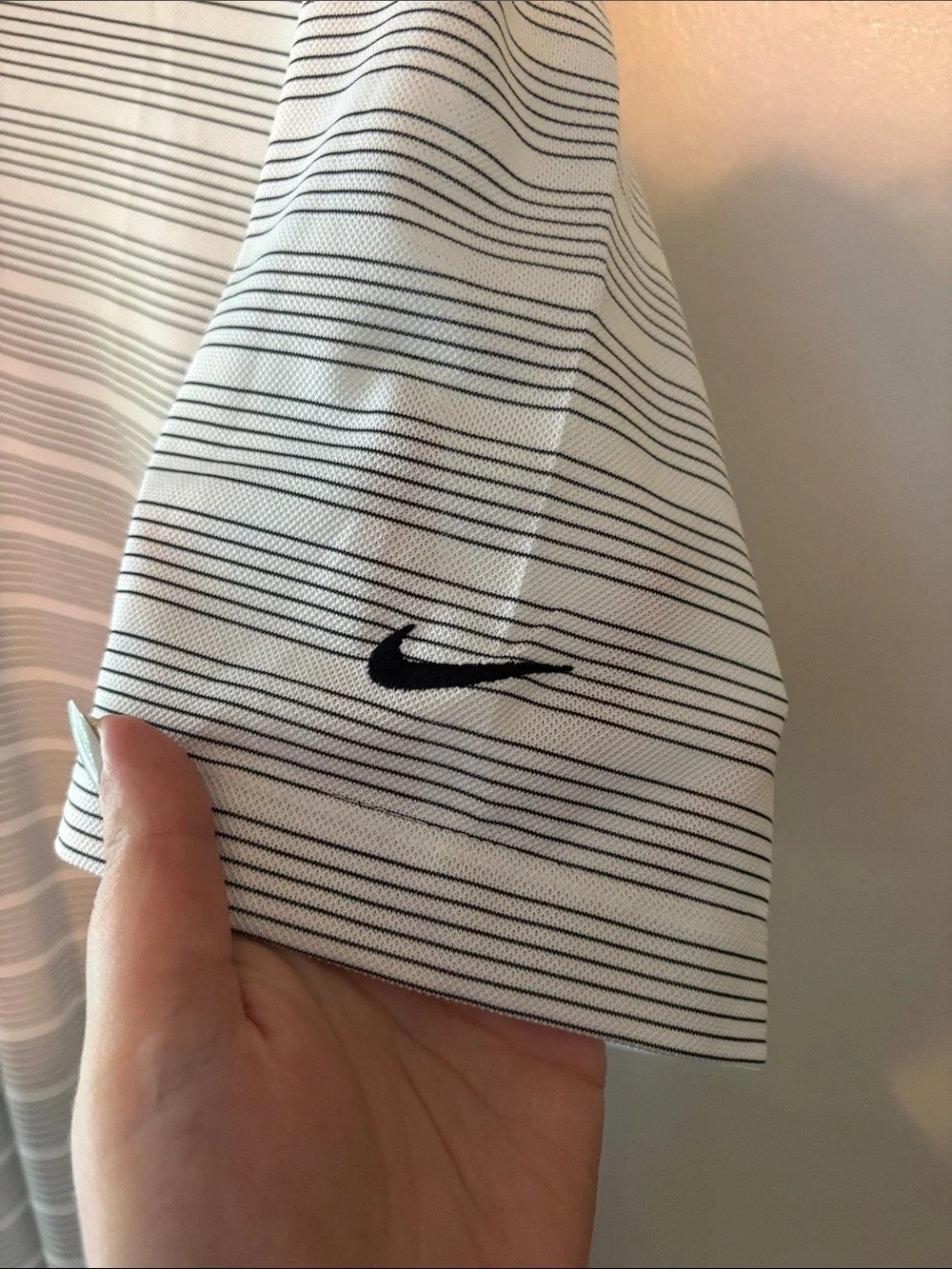Nike Men's White & Black Striped Polo